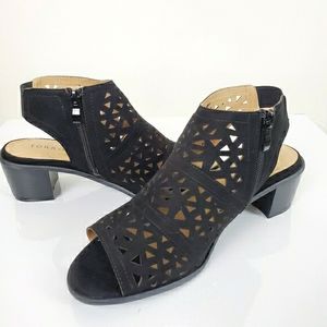 Torrid Black Laser Cut Peep Toe Heels